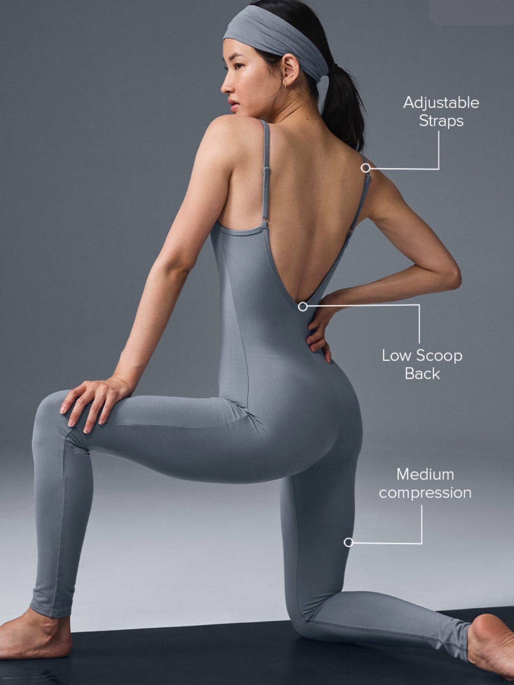 Alo Yoga | NWT! Airbrush One And Done Onsie In Steel Grey - Picture 2 of 5